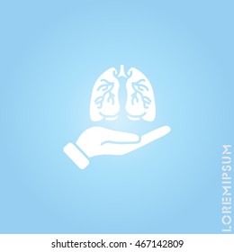 Web icon. Lungs in hand