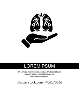 Web icon. Lungs in hand