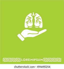 Web icon. Lungs in hand