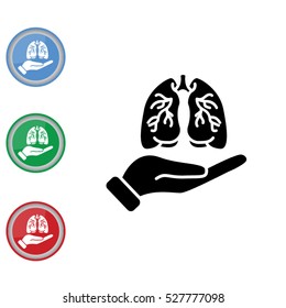 Web icon. Lungs in hand