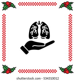 Web icon. Lungs in hand