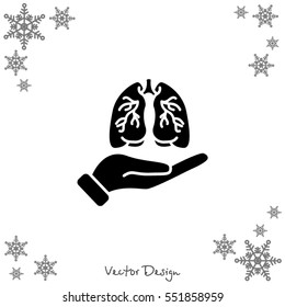 Web icon. Lungs in hand
