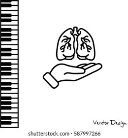 Web icon. Lungs in hand