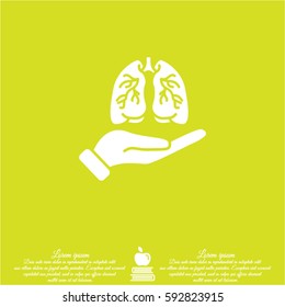 Web icon. Lungs in hand