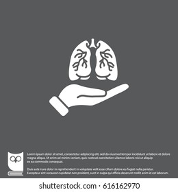 Web icon. Lungs in hand