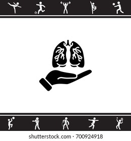 Web icon. Lungs in hand