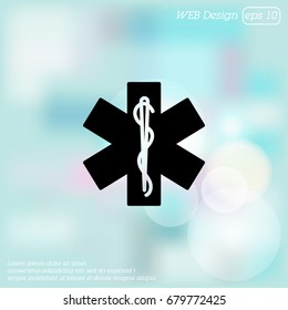 Web icon. Medicine (ambulance) emblem, star of life