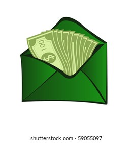 Web icon with money on envelope