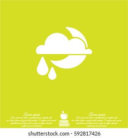 Web icon. Moon, clouds and rain. Night rain