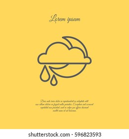 Web icon. Moon, clouds and rain. Night rain