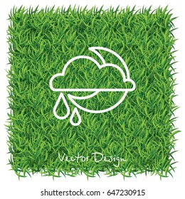 Web icon. Moon, clouds and rain. Night rain