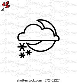 Web icon. Moon, clouds and snow. Night snow