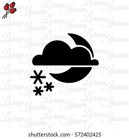 Web icon. Moon, clouds and snow. Night snow