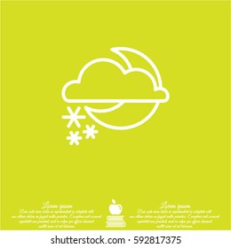 Web icon. Moon, clouds and snow. Night snow