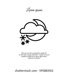 Web icon. Moon, clouds and snow. Night snow