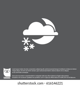 Web icon. Moon, clouds and snow. Night snow