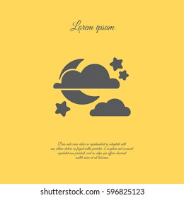 Web icon. Moon, clouds and stars. Night icon