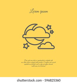 Web icon. Moon, clouds and stars. Night icon