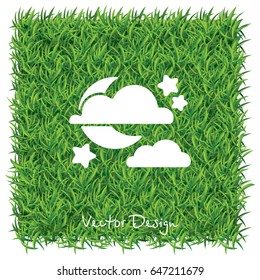 Web icon. Moon, clouds and stars. Night icon