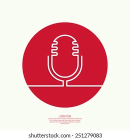 Web icon with an old microphone. 