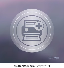 Web icon on the blurred background. Printer Symbol.  Vector illustration
