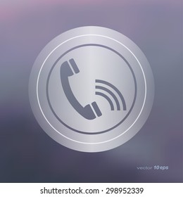 Web icon on the blurred background.Phone Symbol.  Vector illustration