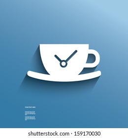 Web icon with outer shadow depicting break or pause at work with time, suitable for website development