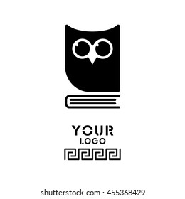 Web icon. Owl on the book, logo, education emblem