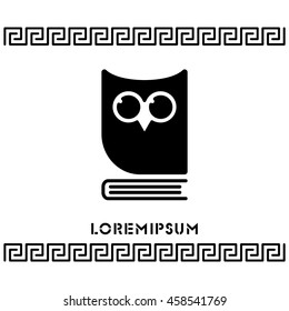 Web icon. Owl on the book, logo, education emblem