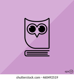 Web icon. Owl on the book, logo, education emblem