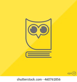 Web icon. Owl on the book, logo, education emblem