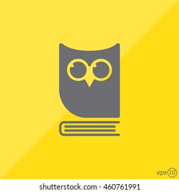 Web icon. Owl on the book, logo, education emblem