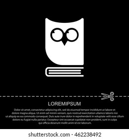 Web icon. Owl on the book, logo, education emblem