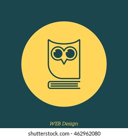Web icon. Owl on the book, logo, education emblem