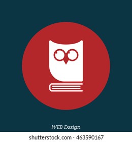 Web icon. Owl on the book, logo, education emblem