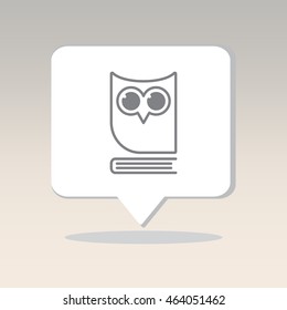 Web icon. Owl on the book, logo, education emblem