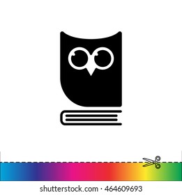 Web icon. Owl on the book, logo, education emblem