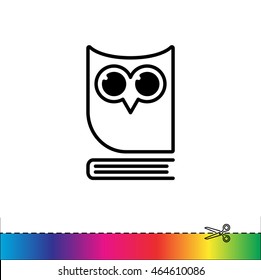 Web icon. Owl on the book, logo, education emblem