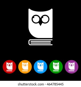 Web icon. Owl on the book, logo, education emblem