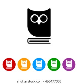 Web icon. Owl on the book, logo, education emblem