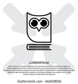 Web icon. Owl on the book, logo, education emblem