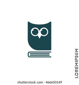 Web icon. Owl on the book, logo, education emblem