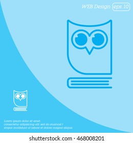 Web icon. Owl on the book, logo, education emblem