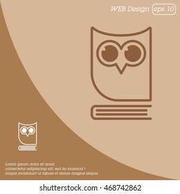 Web icon. Owl on the book, logo, education emblem