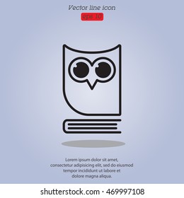 Web icon. Owl on the book, logo, education emblem