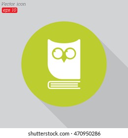 Web icon. Owl on the book, logo, education emblem