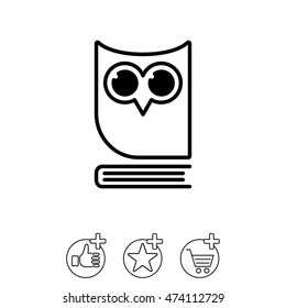 Web icon. Owl on the book, logo, education emblem