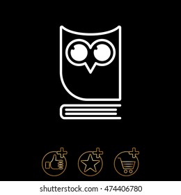 Web icon. Owl on the book, logo, education emblem