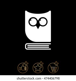 Web icon. Owl on the book, logo, education emblem