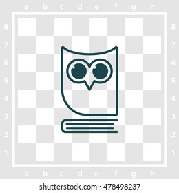 Web icon. Owl on the book, logo, education emblem